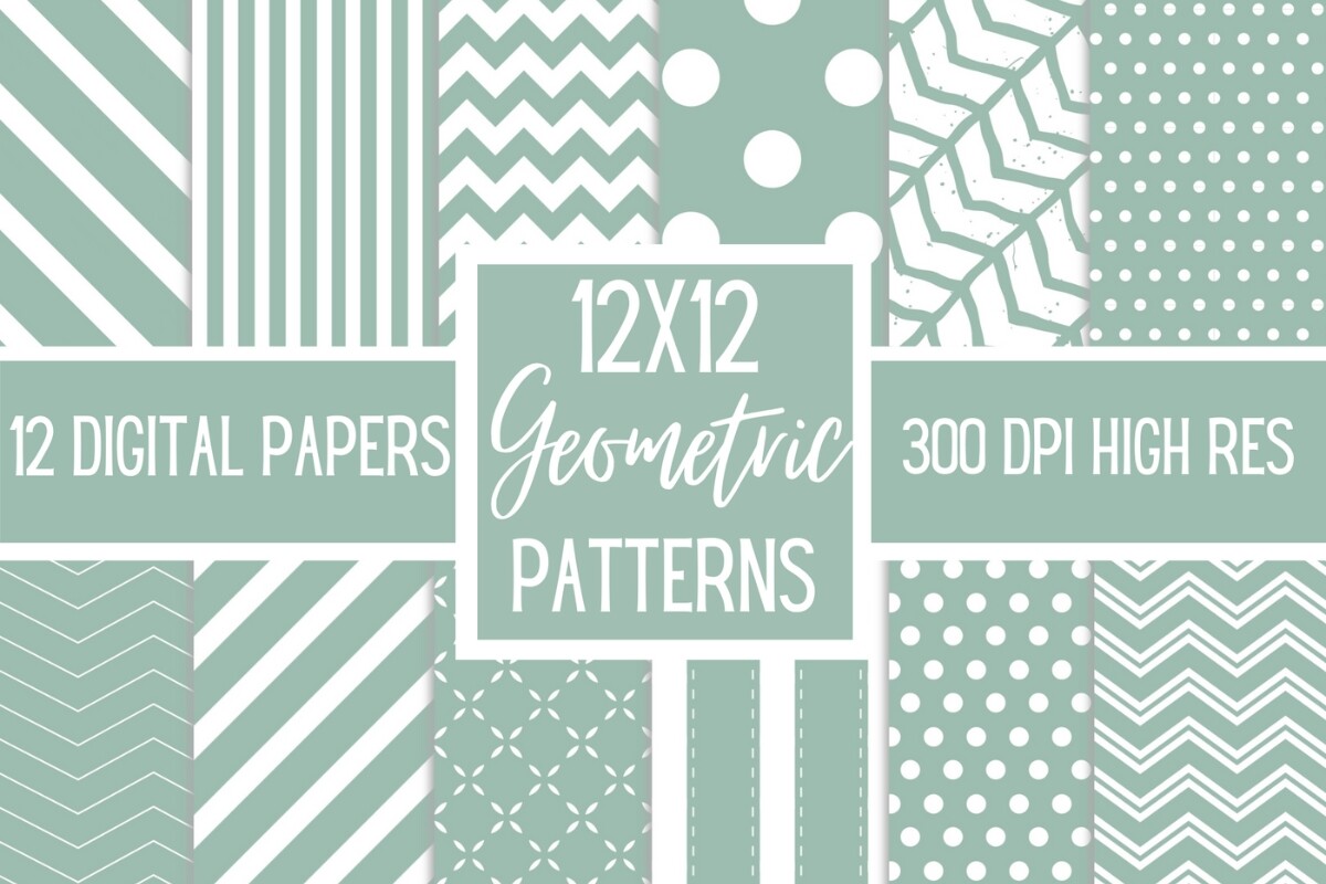 Sage Simple Shape Sage Basic Geometric Patterns Paper Graphic by Me 2 You Digitals ...