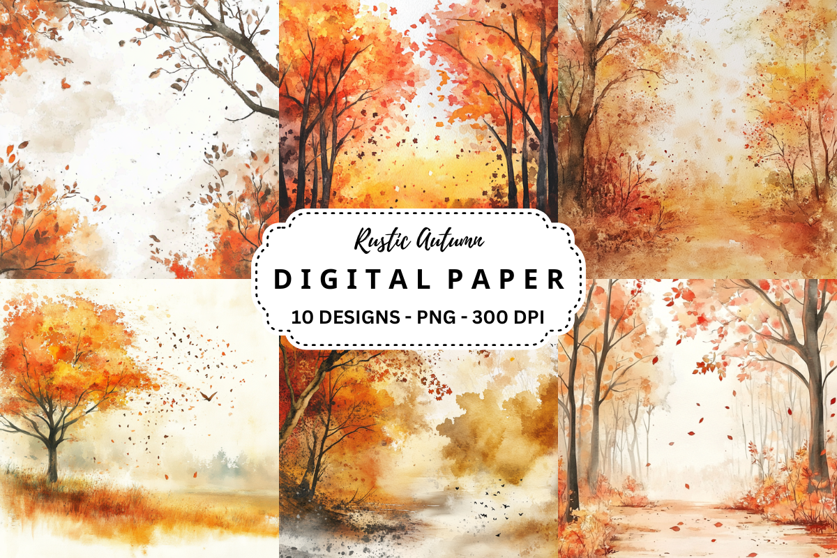 Watercolor Rustic Autumn Background