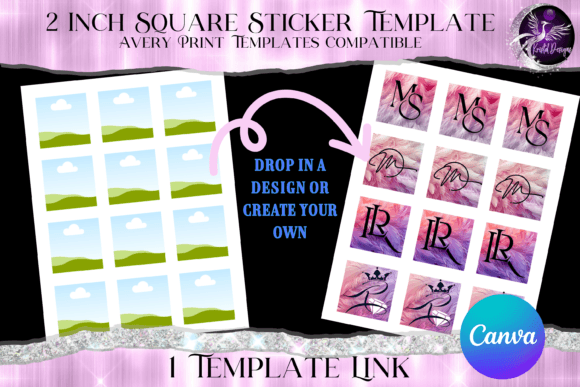 2 inch square sticker Canva template
