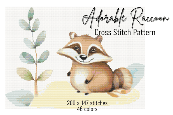Adorable Raccoon Cross Stitch Pattern