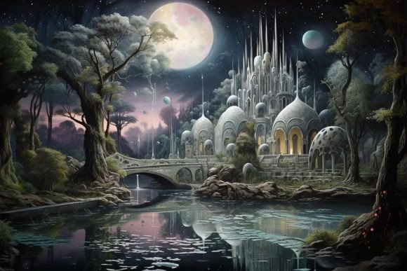 Futuristic graphics set Surrealism art