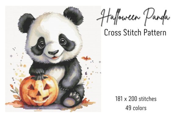 Halloween Panda Cross Stitch Pattern