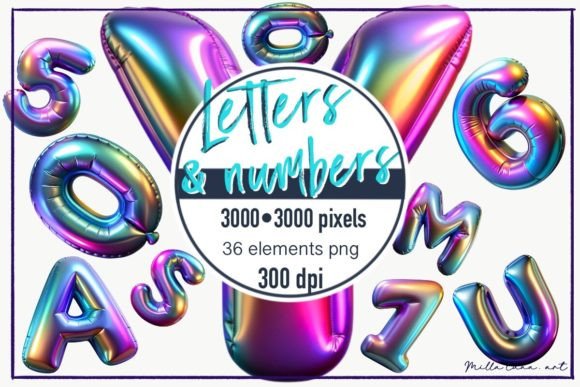 Letters Rainbow Balloon Alphabet PNG Graphic by Milla luna. art ...