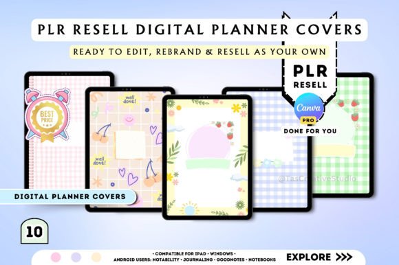 PLR Digital Planner Cover Canva Template digital planner cover