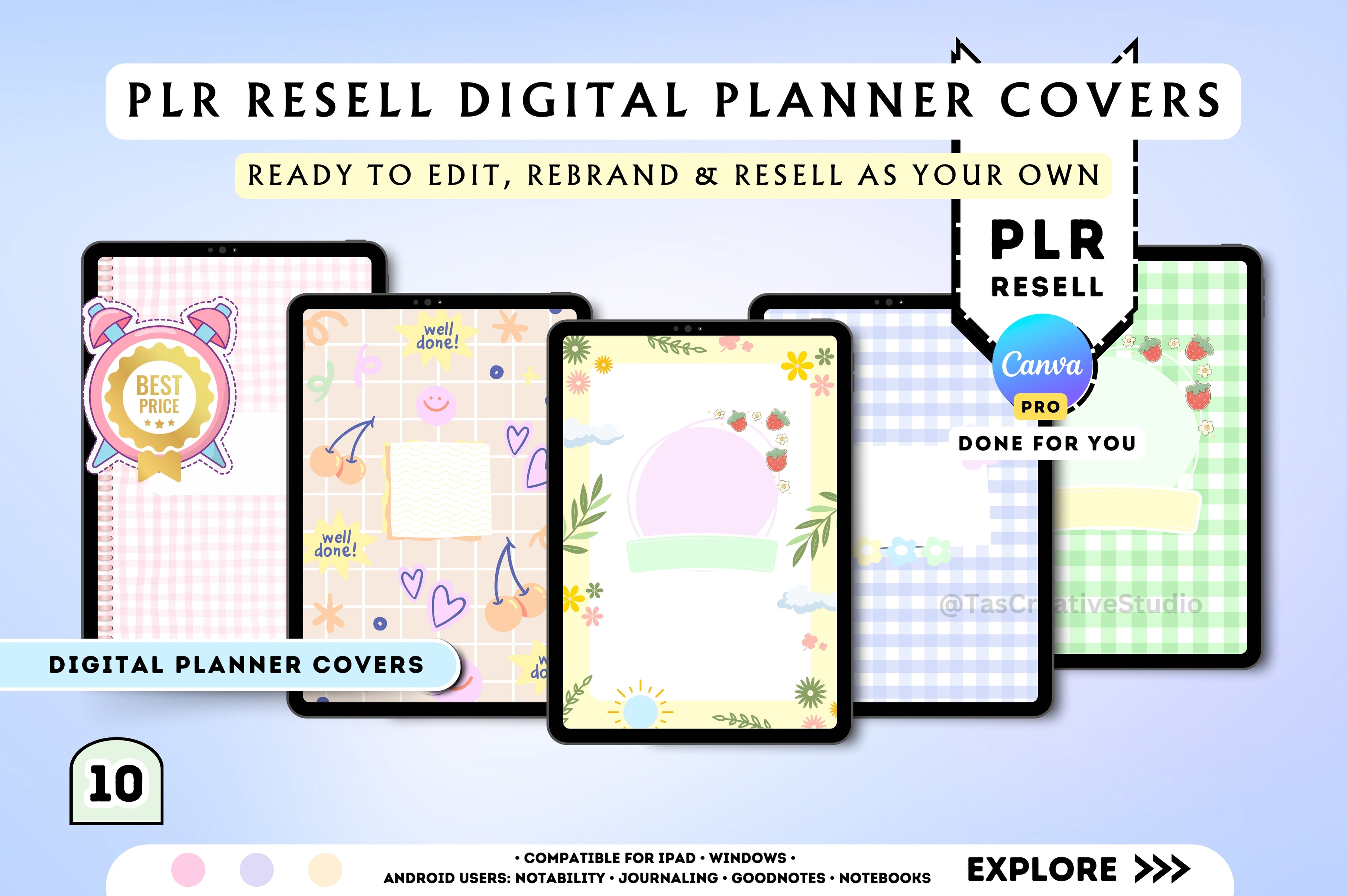 PLR Digital Planner Cover Canva Template