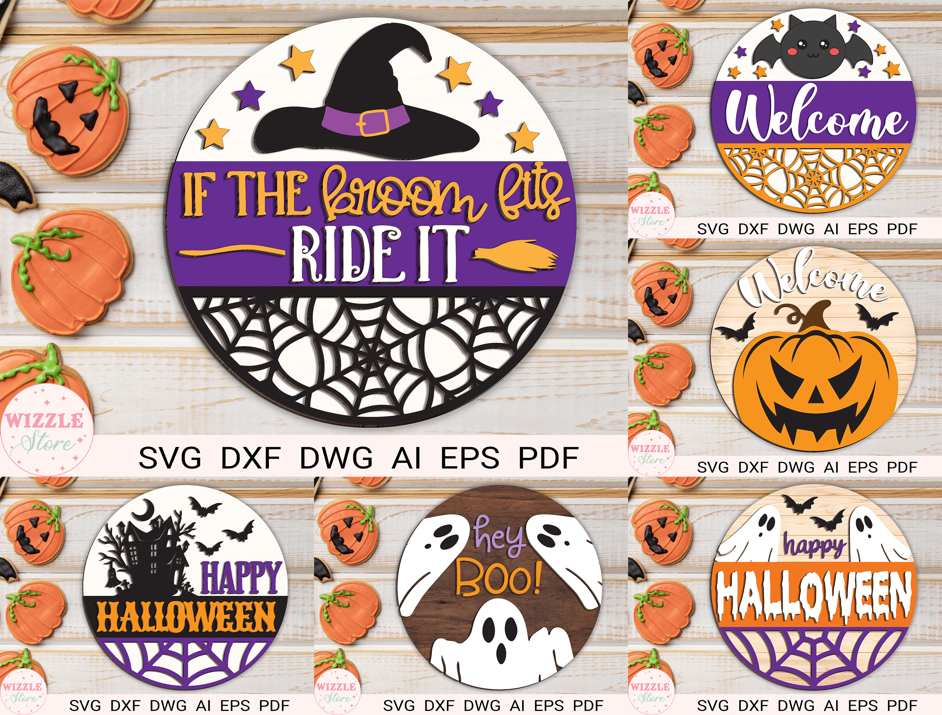 Round Halloween Sign SVG Bundle · Creative Fabrica
