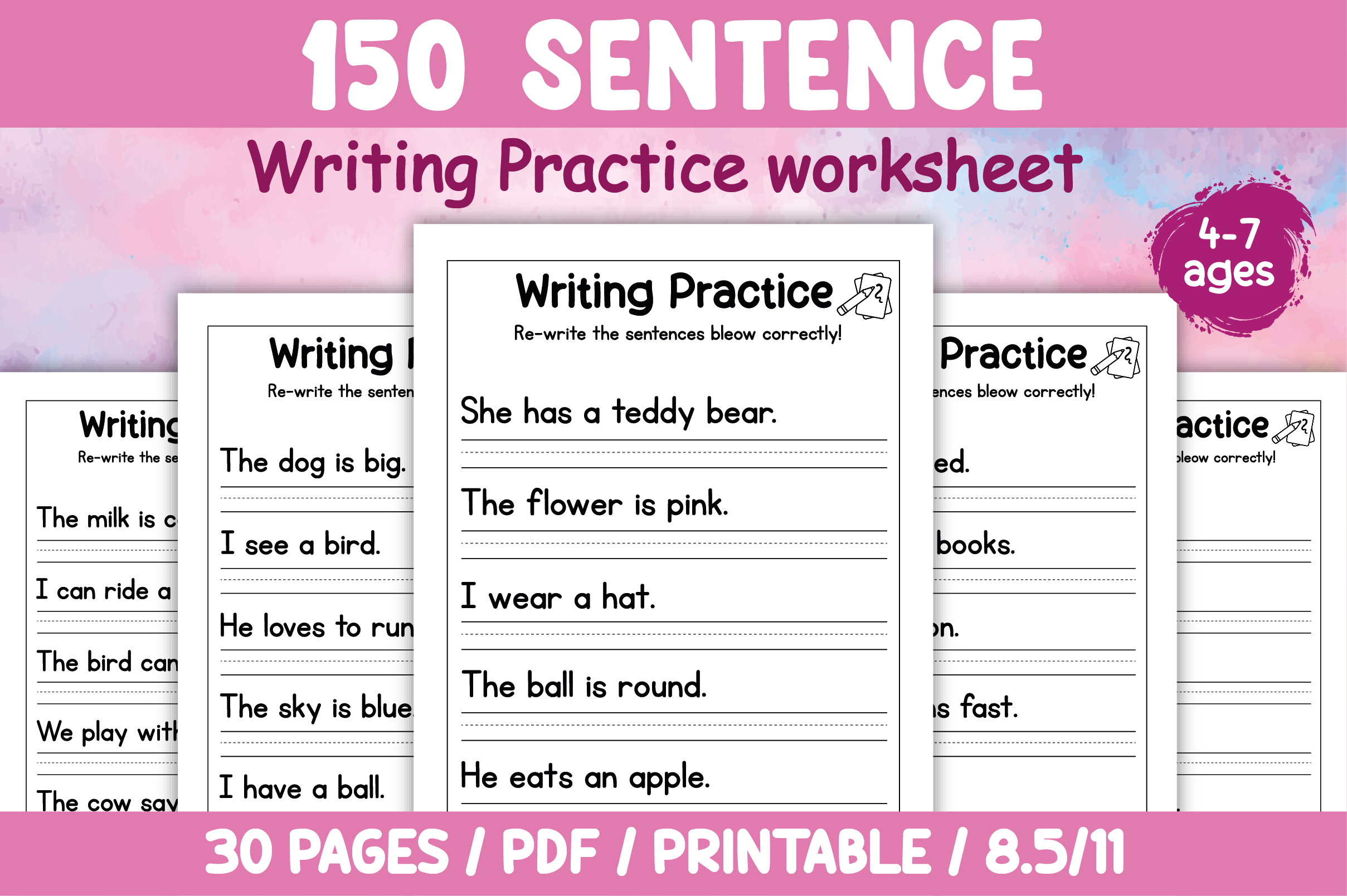 Sentence Writing Worksheet for 1st Grade Graphic by little learners ...