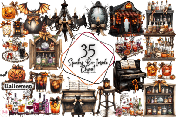 Spooky Bar Inside Clipart Graphic by Markicha Art · Creative Fabrica