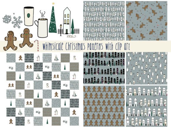 Whimsical Christmas Patterns W/ Clip Art