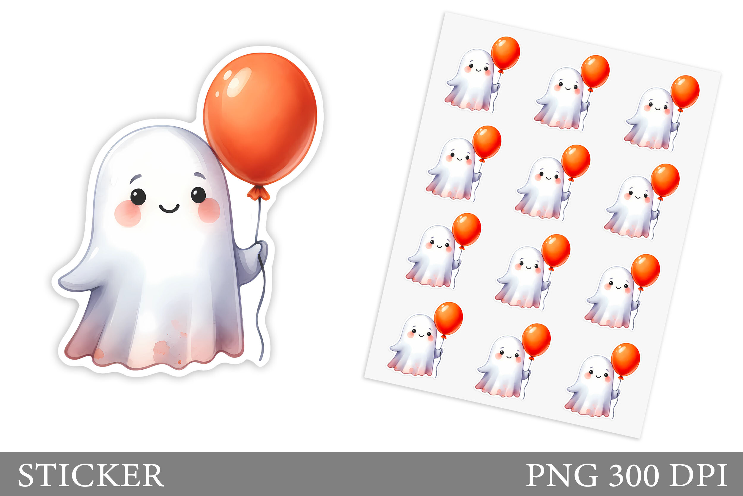 Cute Ghost Sticker. Halloween Sticker Graphic by shishkovaiv · Creative ...