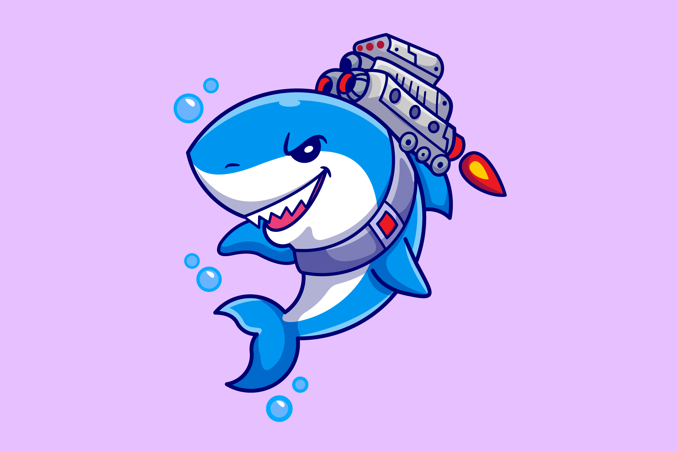 Cute Shark Wearing Jetpack Turbo Machine Graphic by catalyststuff ...