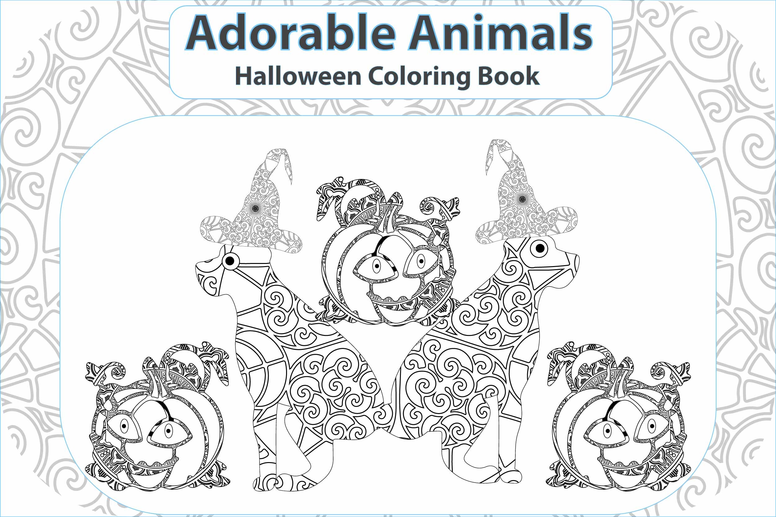 Dog Halloween Coloring Book and Page Graphic by ...