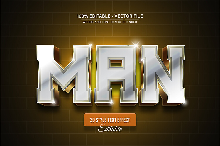 Golden Silver Man 3d Text Effect Graphic by aglonemadesign · Creative ...