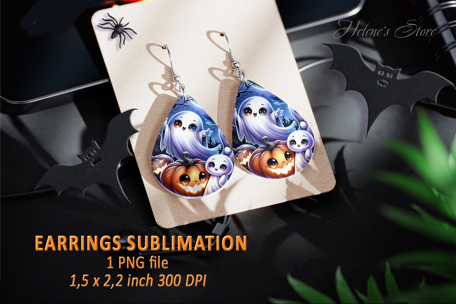 Halloween Teardrop Earrings Sublimation
