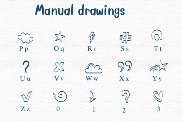 Manual Drawings Font PNG with transparent background - Preview 2