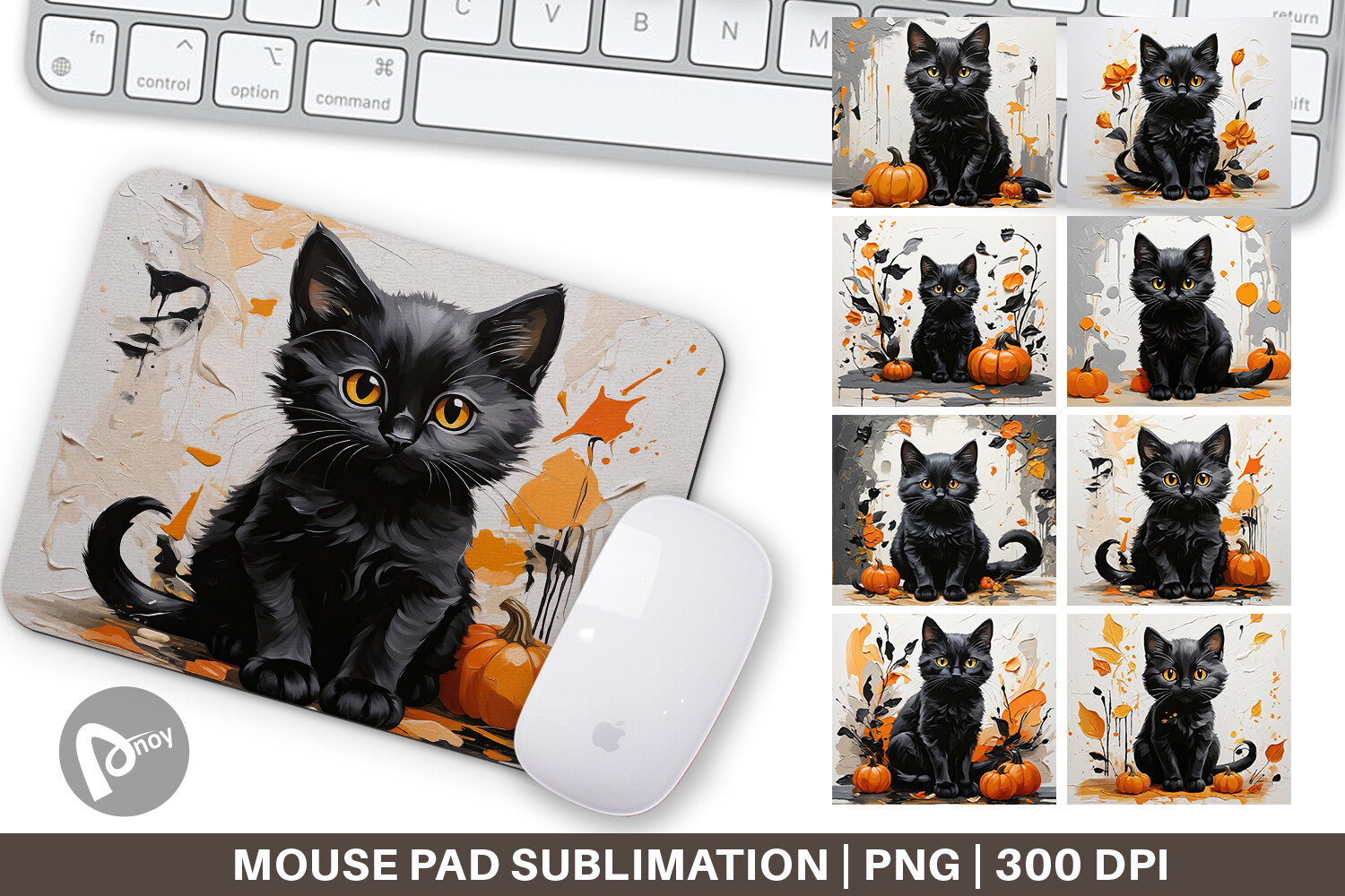 Mouse Pad Black Cat Painting Graphic by Artnoy · Creative Fabrica