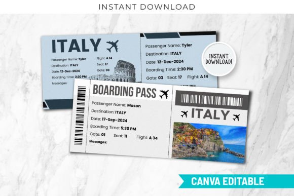 Printable ITALY Boarding Ticket Template