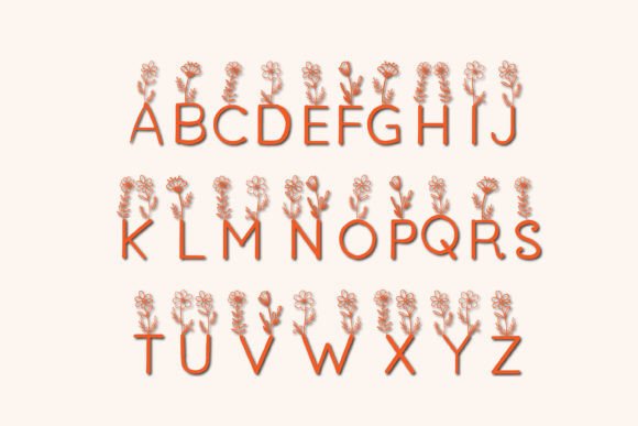 Rb Flower Font PNG with transparent background - Preview 1