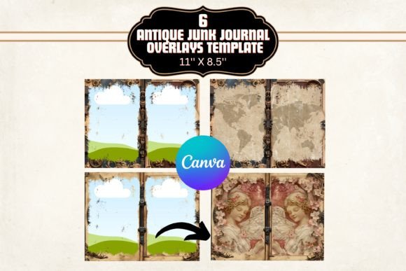 Antique Book Junk Journal Canva Template