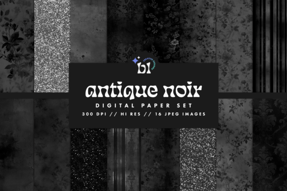 Antique Noir Digital Paper Set Graphic by BrandiLeaDesigns · Creative ...