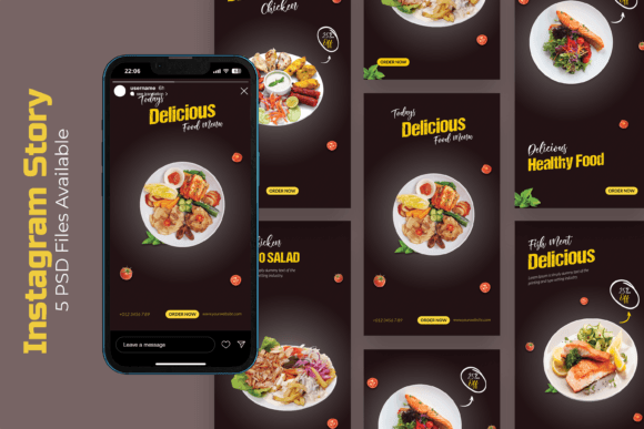 Preview of Delicious - Food Instagram Story food social media design template