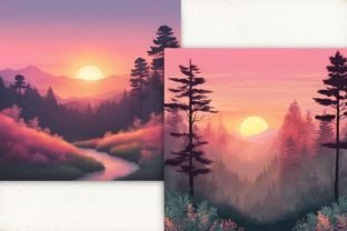 Forest Sunset View Backgrounds Graphic by Catchy Ideaz · Creative Fabrica