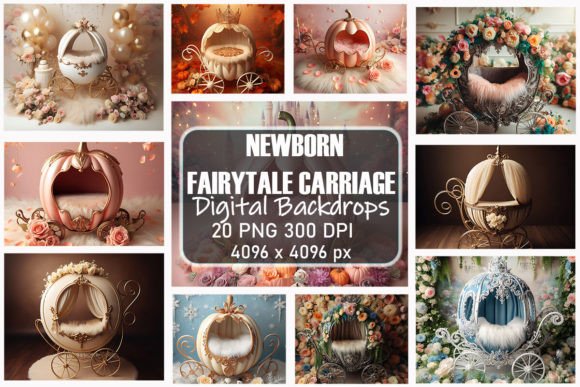 Preview of Newborn Fairytale Carriage Backdrops digital backdrop