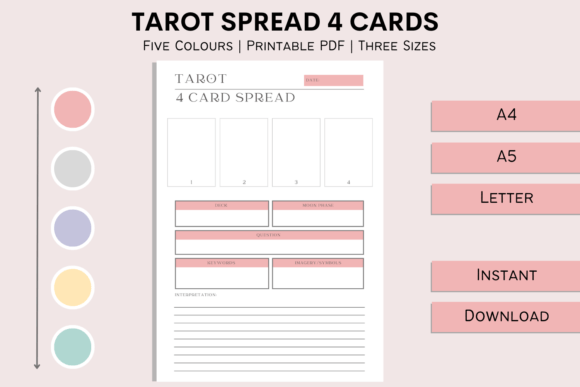 Printable Tarot Journal 4 Card Spread