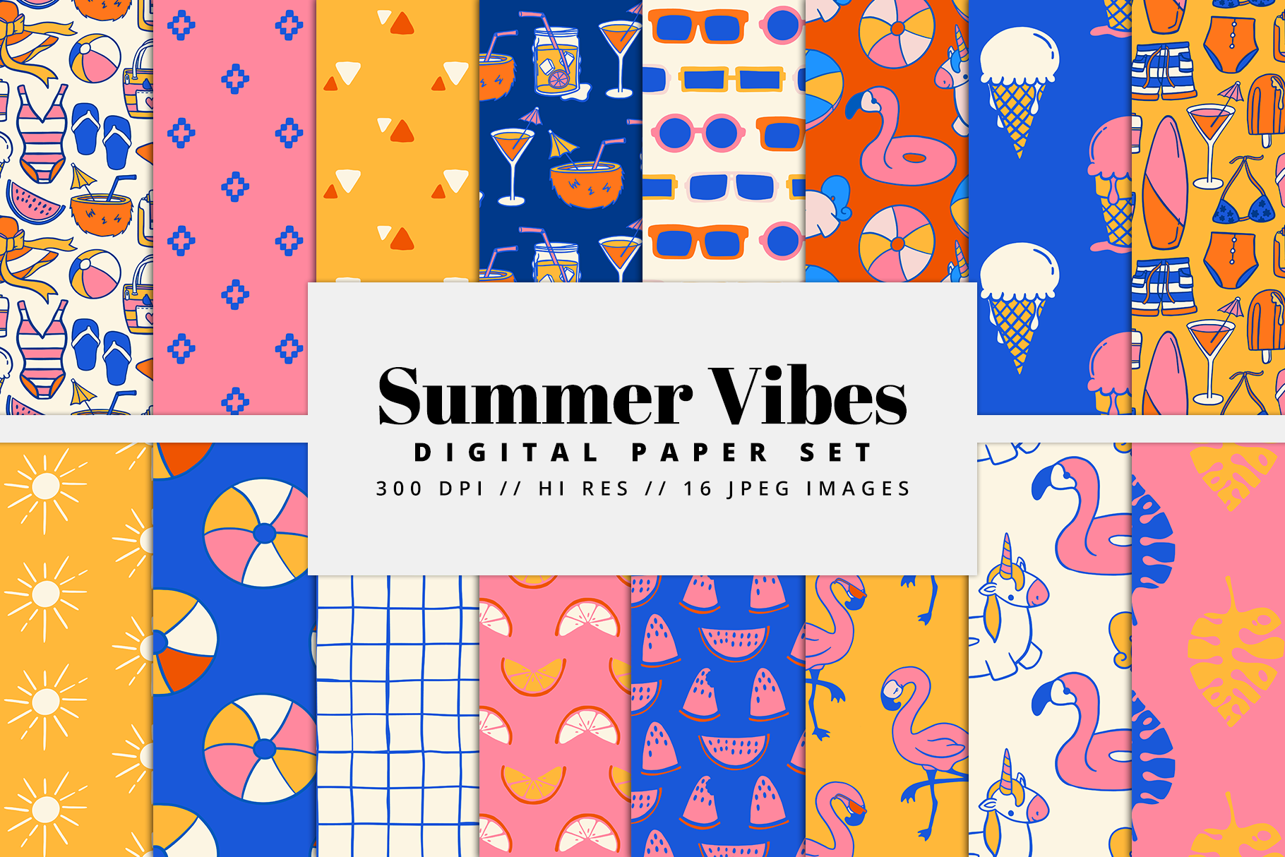 Summer Vibes Digital Paper Set Graphic by BrandiLeaDesigns · Creative ...