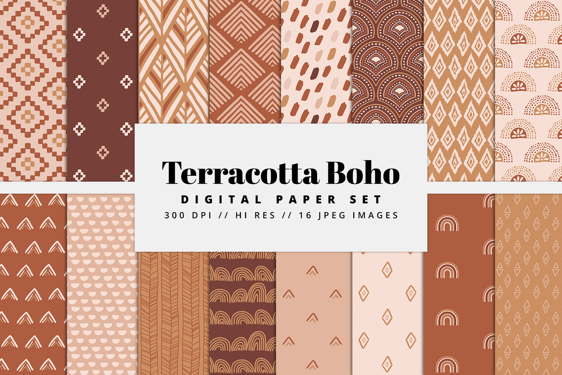 Terracotta Boho Digital Paper Set Graphic by BrandiLeaDesigns ...