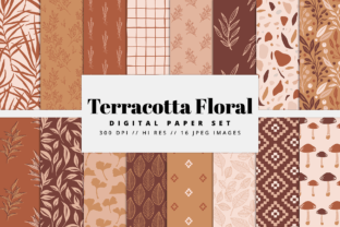Terracotta Floral Digital Paper Set Graphic by BrandiLeaDesigns ...