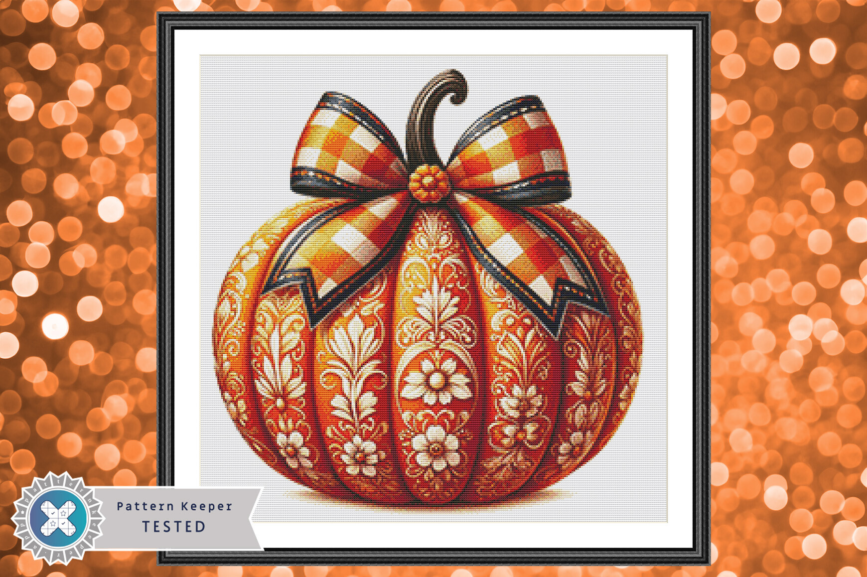 Toile Pumpkin Cross Stitch Pattern PDF