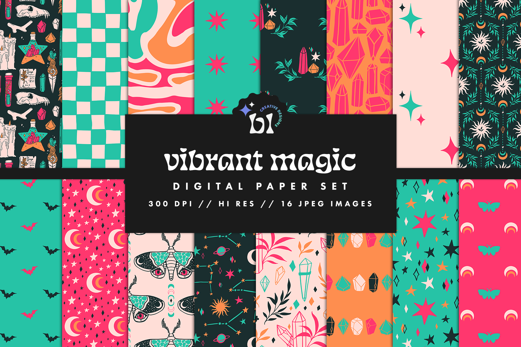 Vibrant Magic Digital Paper Set Graphic by BrandiLeaDesigns · Creative ...