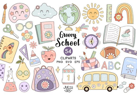 Back to school png, Retro school clipart