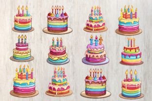 Birthday Cake Clipart Watercolor Graphic by craftsmaker · Creative Fabrica