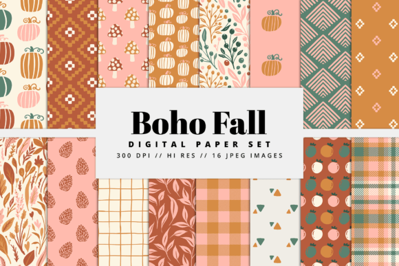 Boho Fall Digital Paper Set