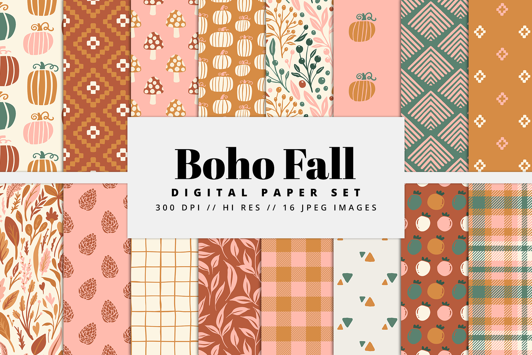 Boho Fall Digital Paper Set