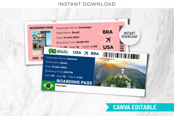 Brazil Boarding Pass Ticket Template