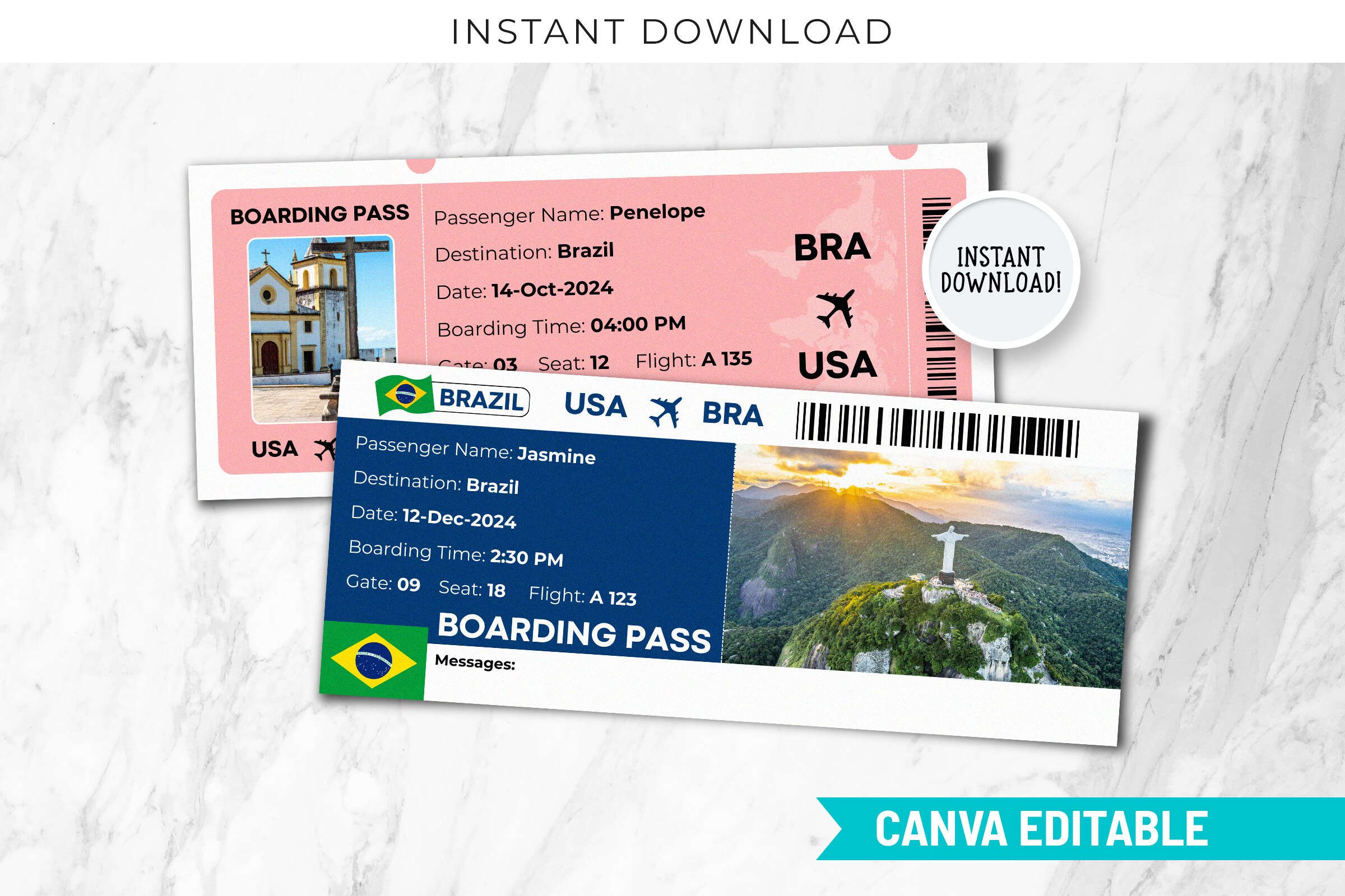 Brazil Boarding Pass Ticket Template