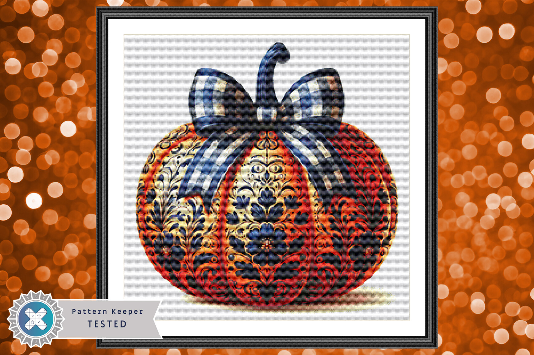 Elegant Pumpkin Cross Stitch Pattern PDF