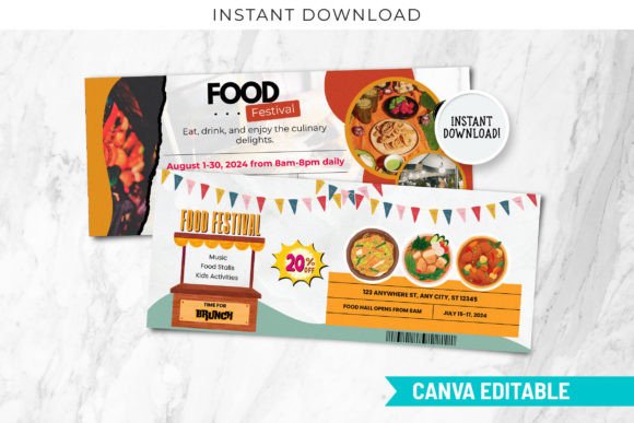 Event Ticket Canva Editable Template