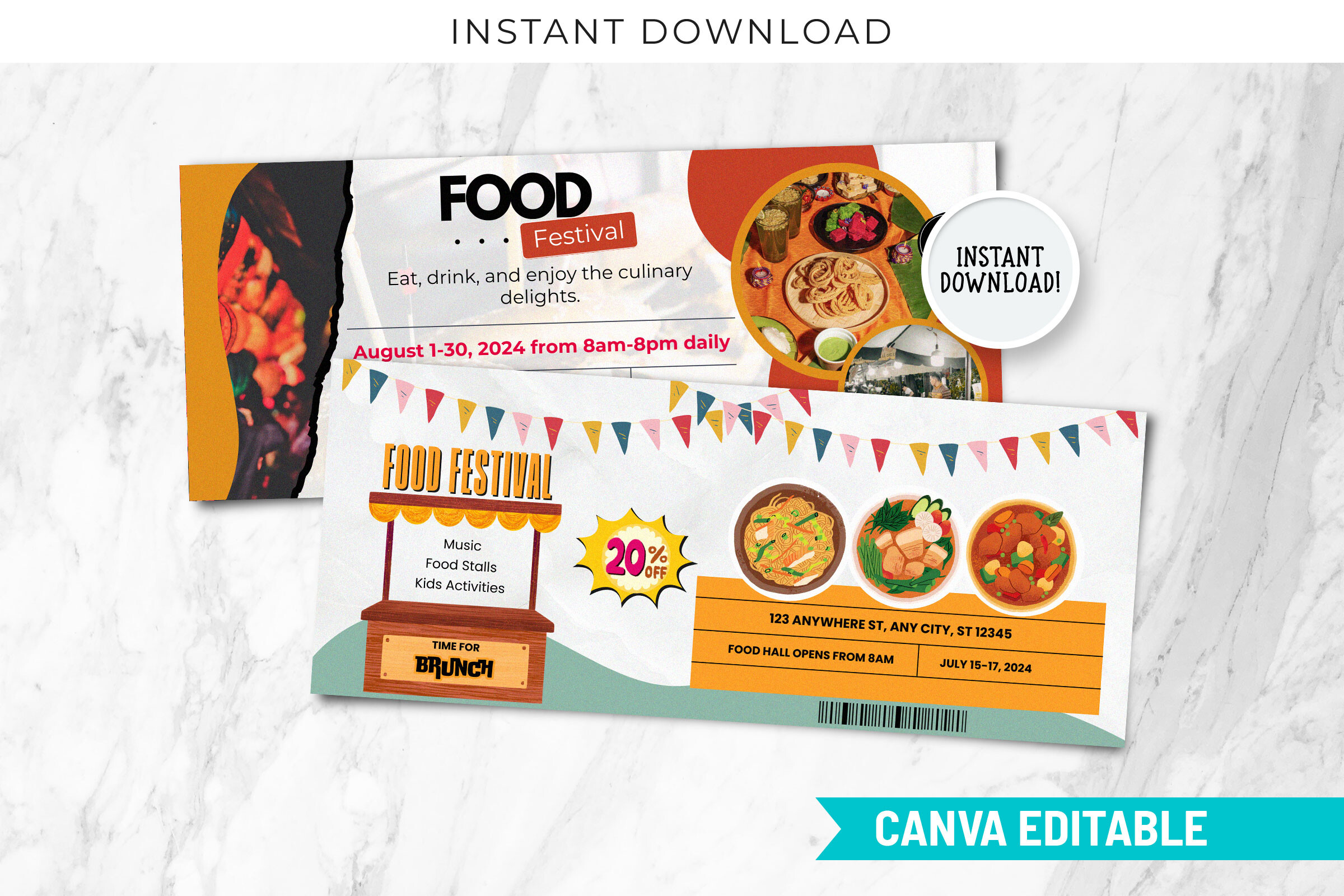 Event Ticket Canva Editable Template