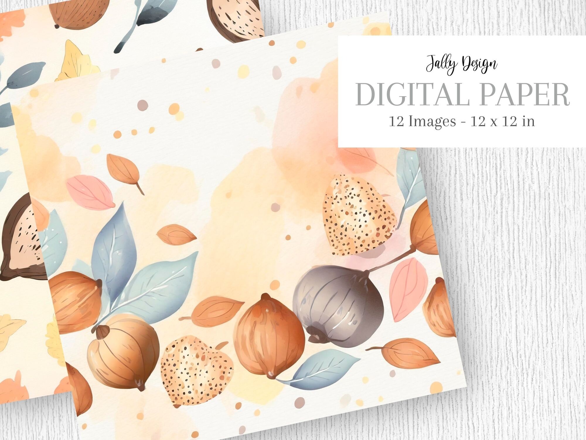 Fall Nuts Backgrounds in Watercolor Graphic by jallydesign · Creative ...