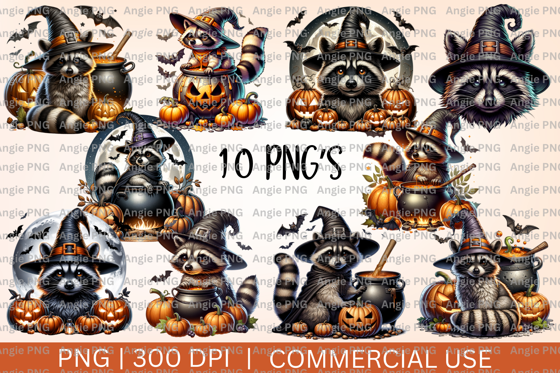 Halloween Raccoon Witch PNG Bundle Graphic by angela39503 · Creative ...