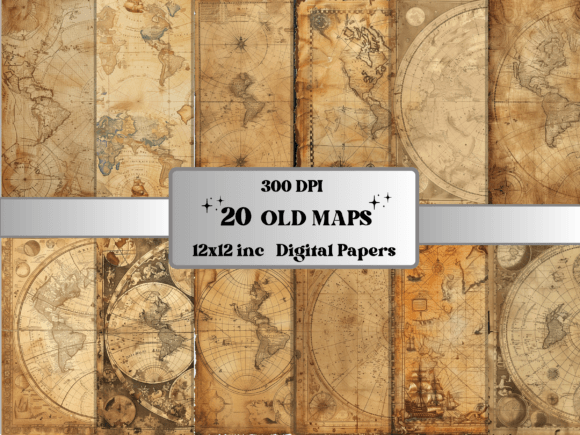 Old Maps Textures Background Paper Pack