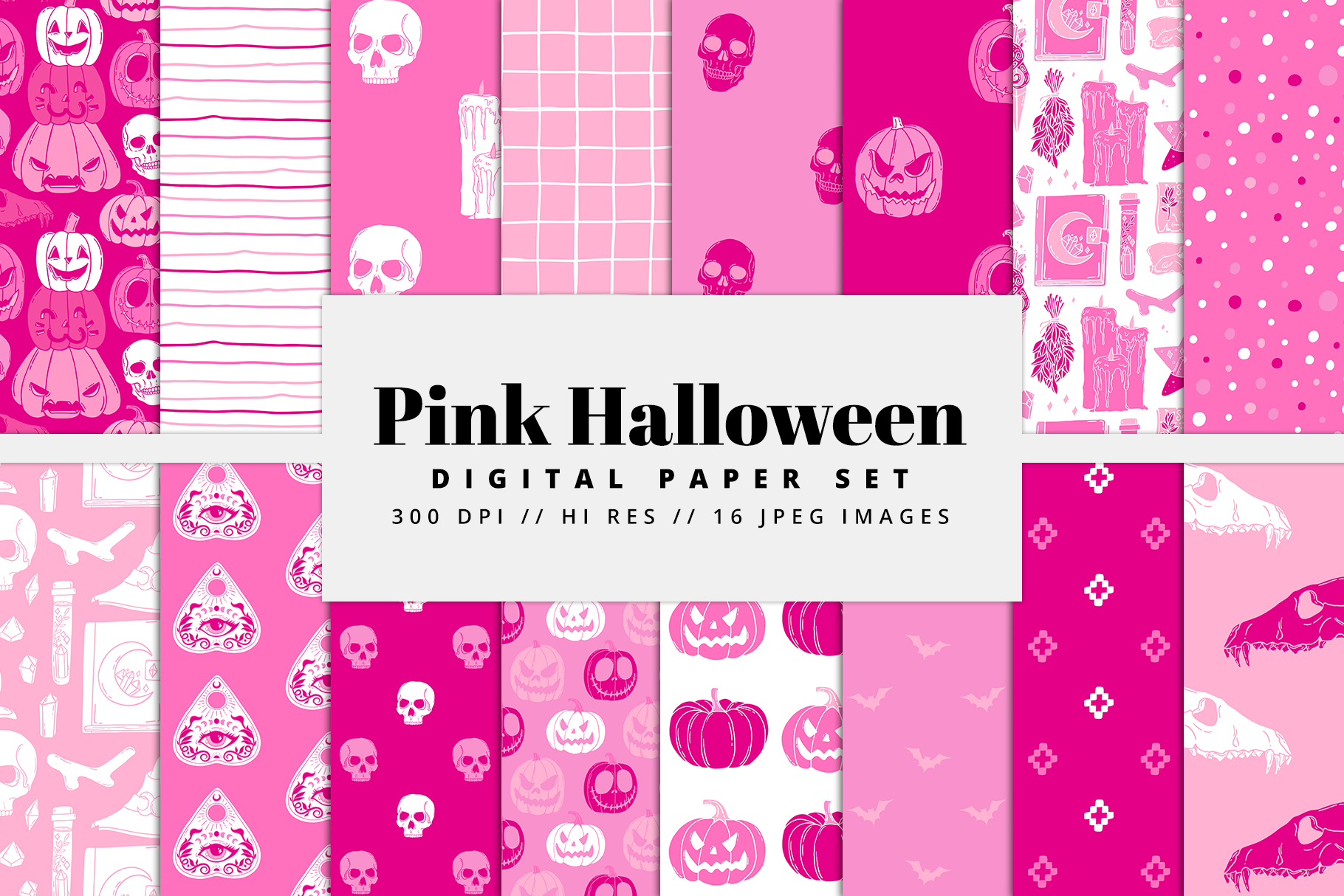 Pink Halloween Digital Paper Set Graphic by BrandiLeaDesigns · Creative ...