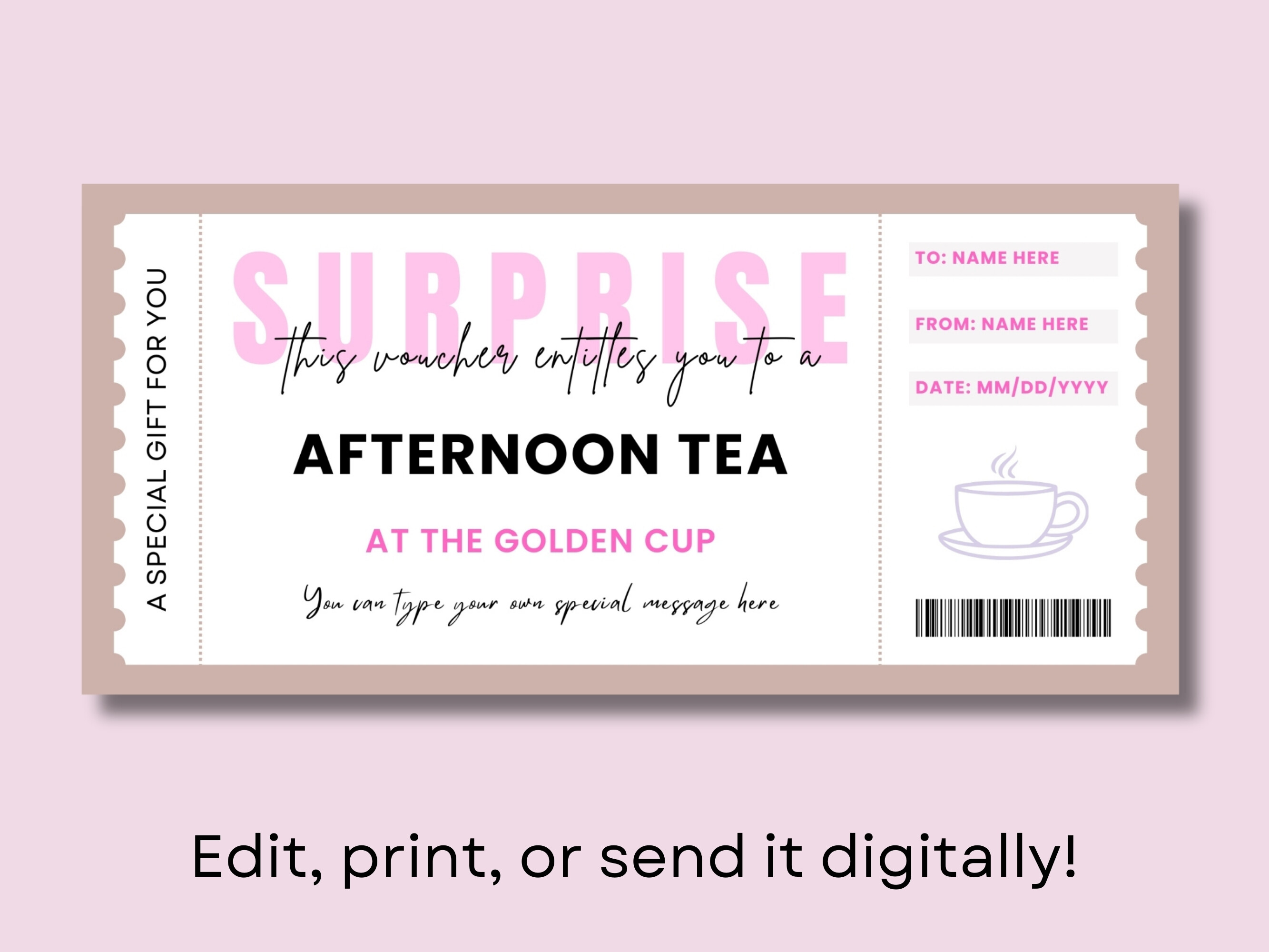 Printable Canva Afternoon Tea Voucher