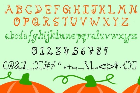Pumpkin Leaves Font PNG with transparent background - Preview 1