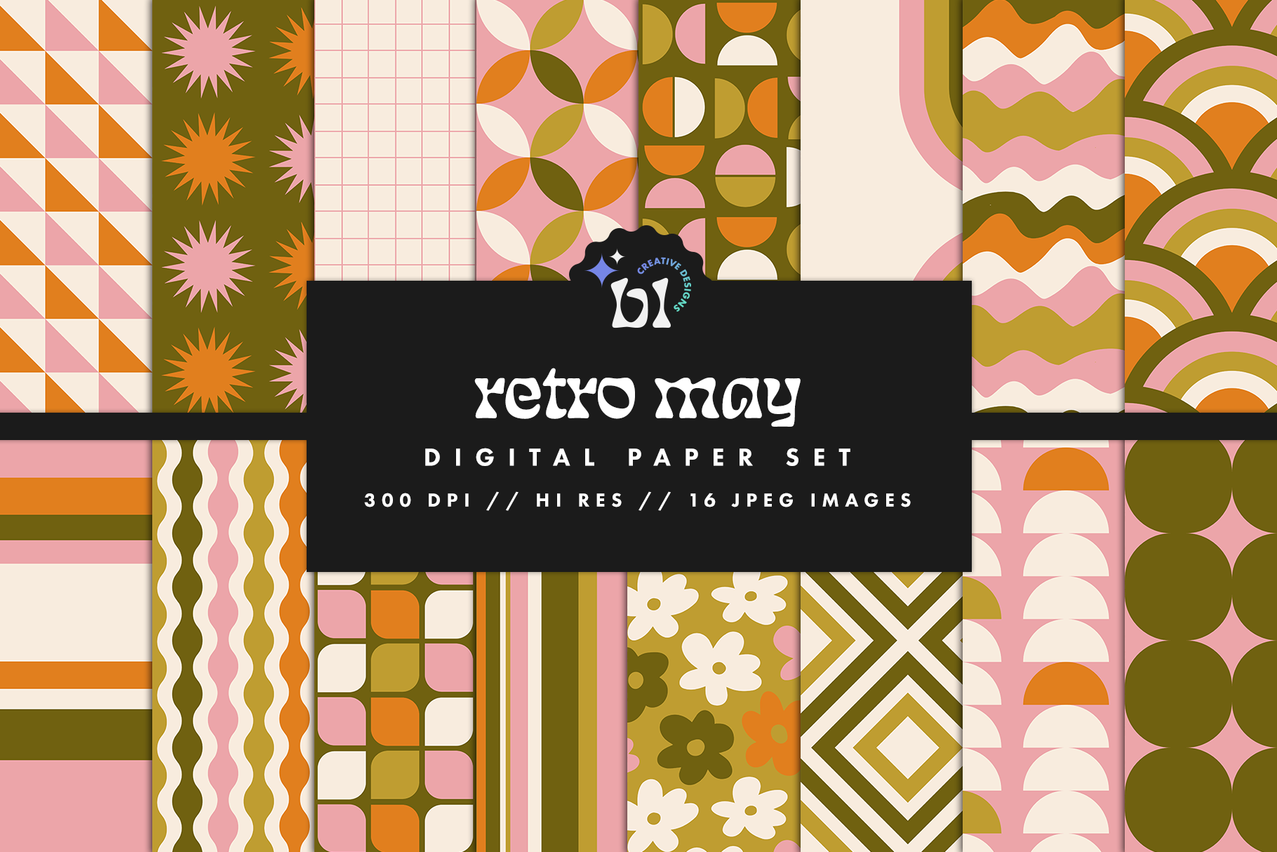 Retro May Digital Paper Set Graphic by BrandiLeaDesigns · Creative Fabrica