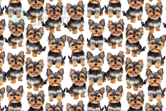 Yorkshire terrier seamless pattern PNG for tote bag and sublimation all-over print